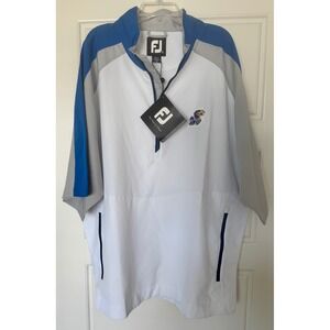 NWT MEN'S FOOTJOY SPORT SS WINDSHIRT,‎ SIZE: XL COLOR: WHITE/BLUE/SILVER KU LOGO
